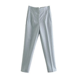 2021 Women High Wasit Suit Pants Trousers Vintage Style Pockets Buttons Office Lady Pants Pantalon