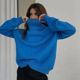 Oversize Women's Turtleneck Sweater Green Elegant Loose Cashmere Autumn Winter Ladies Pullover 2022 Fashion Sweaters