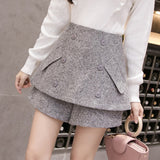 Autumn Winter Shorts Boot Woolen Double-Breasted Skirt Shorts Zipper Texture Tweed Wide Leg Shorts Plus Size Shorts