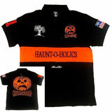 Fongt Short-Sleeved Retro Loose Leaf Print Polo Shirt Loose Street Coat