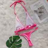 Fongt 2024 New Crystal Diamond Bikini Sexy Stripe Strap Split Swimsuit Vacation Women's