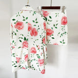 Fongt New Star Fashion Rose Print Double Buckle Suit Half Skirt Suit Two