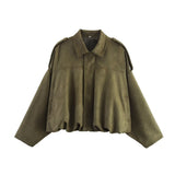 Fongt Color 2025 Spring And Autumn Leisure Tuffen Texture Collar Pilot Jacket Women B88824