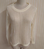 New Korean Version Of Cave Sweater Loose Blouse Round Neck Sweater Hollowed-Out Sunscreen Long-Sleeved Blouse-Outfit