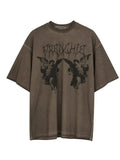brown punk vintage men's t-shirt with cherub