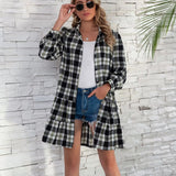 Fongt Spring And Summer Cake Dress Plaid Shirt Long Sleeve Single-D Row Buckle Women's Clothing