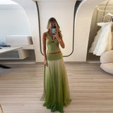 Fongt Summer Fashion New Temperament Famous Hanging Neck Sling Dress Suit Gradually Loose Dance Dress