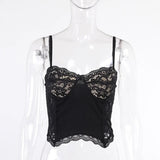 Dark Lace Mall Gothic Punk Women Black Camis Grunge Alt Clothes Emo Harajuku Crop Tops Sexy Bodycon Summer Backless