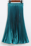 Fongt Luster Polyester Pressure Folded Half Skirt Original Single Long Skirt Silk Clear Silk #8035