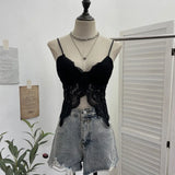 Real Shot Abstinence Hottie Low Breast With Breast Pad Lace Slings Vest V-Neck Butterfly-Like Umbilical Umb