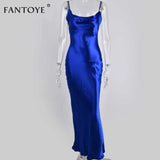 Autumn Satin Slip Dress Women Backless Spaghetti Strap Gold Silk Sexy Luxury Elegant Long Maxi Party Dresses