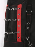 Chain Embellished Strap Straight Leg Pants-Outfit