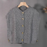 2022 New Buttons Sleeveless Vest Waistcoat Knitted Vintage Wild Autumn Winter Women Sweaters Short Tops