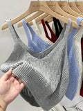 Knitted Vests Women Top V-neck Solid Tank Blusas Mujer De Moda 2024 Summer Fashion Female Sleeveless Casual Thin Tops-Outfit