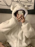 zip-up fleece jacket with ear