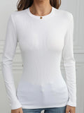 Fongt New Women's Long-Sleeved Top Solid Color Knitted Shirt