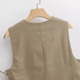 New Cotton Blended Short Vest Vest-Outfit