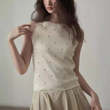 Fongt Atmospheric Wave Point Retro Sleeveless Knitted Summer Collar Vest Top New Design Sling