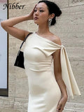 Incline Should Dress Women Classic Solid Ribbons Asymmetrical Sleeveless Sheath Vestidos Basic Concise Street Party Robe-Outfit