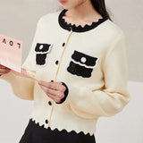 Fongt Fragrant Wind Bump Color Knit Sweater Cardigan Coat Woman Korean Version Temperament Loose And Sweet Soft Waxy Sweater Woman-Outfit