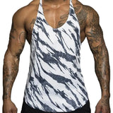 Men Bodybuilding Camo Sleeveless Single Tank Top Muscle Stringer Athletic Fitness Vest Tops Summer