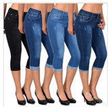 Fongt 2023 High-Waisted Simple Design Pocket Decoration Large-Size Roll-Over Denim Seven-Point