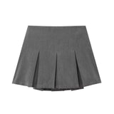 Fongt Women's New 2025 Casual High-Rise Thin Wide Folding Pure-Colored Skirt