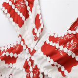 Fongt Retro Sexy Red Lattice Print Side Of The Waist-In-Scuttered Sling Dress