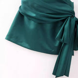 Knot Dress In Early Spring, Short Style Wiped Chest Dress 8144741-Outfit