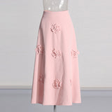 Spring 2025 New Niche Fashion Temperament Flower Stitching Design High-Waist Long-Singing Half-Dressed