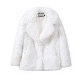 Solid Collar Faux Fur Coat-Outfit