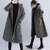 Fongt Chic Autumn And Winter Simple Temperament Collar Double Buckle Strap Loose Long-Term Warm Coat Coat