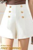 Women's Pants 2023 Summer Stretch Button Up Wide Leg Pants Women's High Waist Suit Short Women Solid Zipper Basic Sexy Shorts