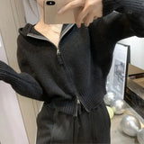 Fongt Zipper Sweater Jacket Cardigan 2024 Spring And Autumn Wear A Small Design Of Small Short Hooded Knitted