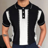 Fongt Men's New Summer Men's Knitted Slammed Colling Color Commercial Polo Shirts