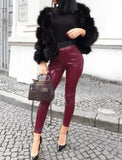 Leather Thin Tight Pink Temperament