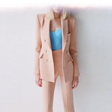 Fongt Star Fashion New Double Buckle Suit Jacket Horn Trousers Set Two Sets
