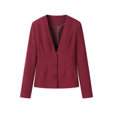 Fongt And Autumn Women's Fashion Simple V-Neck Suit Blouse Casual Sleeker Sleeker Sleeker Sleeker Suit