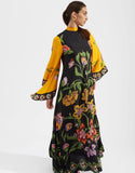 Fongt Women's New Summer Printing Seven-Sleeve Collar Dress