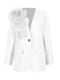 Fongt Spring And Summer New Fashion Temperament V Collar A Button Three-Dimensional Flower Splicing Design Sense Suit Coat Female-Outfit