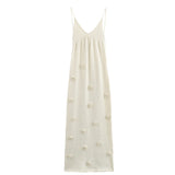 Fongt Women's Explosive Knitted Embroidery Sling Dress