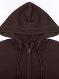 Hooded Crop Knit Cardigan-Outfit