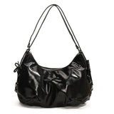 Side Lace Up Bow Pu Leather Backpack-Outfit