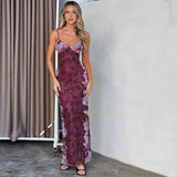 Fongt Summer Women's Vintage Print Premium Slip Dress Evening