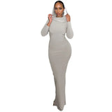 Fongt Women's Fall 2024 New Fashion, Slim Hooded, Slit And Women's Dress-Outfit