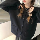 Style Autumn And Winter Style "Lazy Wind" Advanced Feeling With Minority Loose Soft Waxy Sweater Jacket Women's Knitted Cardigan-Outfit