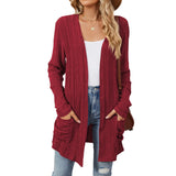 New Pit Long Sleeve Pocket Casual Solid Color Cardigan Coat-Outfit