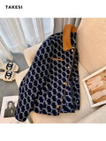 Autumn Winter Women Casual Plaid Jackets Coats Turndown Collar Pocket Veins Female Vintage Fashion Street Jacket