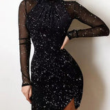 Fashion High-Necked Bag Hip Sexy Open