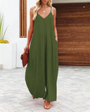 Fongt Wide Leg Trousers Women 2025 Summer New Solid-Colored Bag Casual Jumpsuits